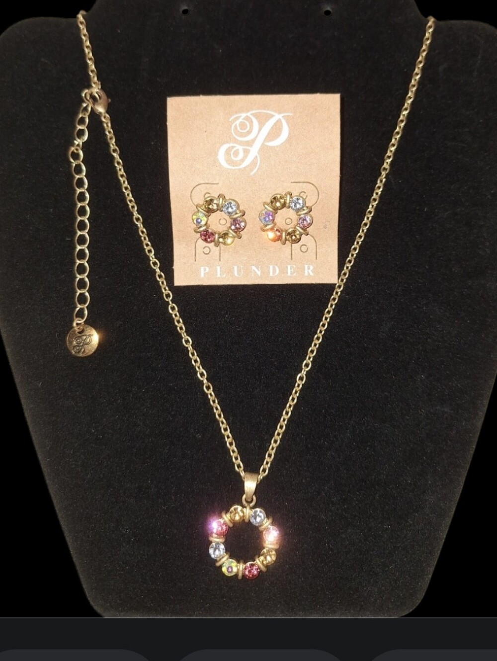 Plunder Gold Multi-Stone Wreath Necklace & Earring Set